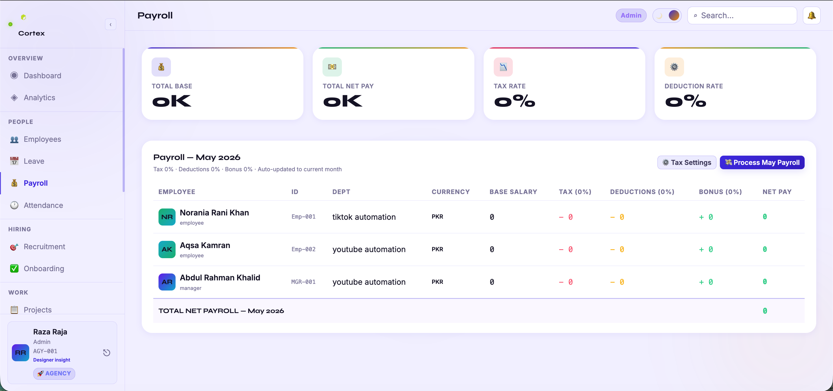 Cortex Payroll — one-click salary processing